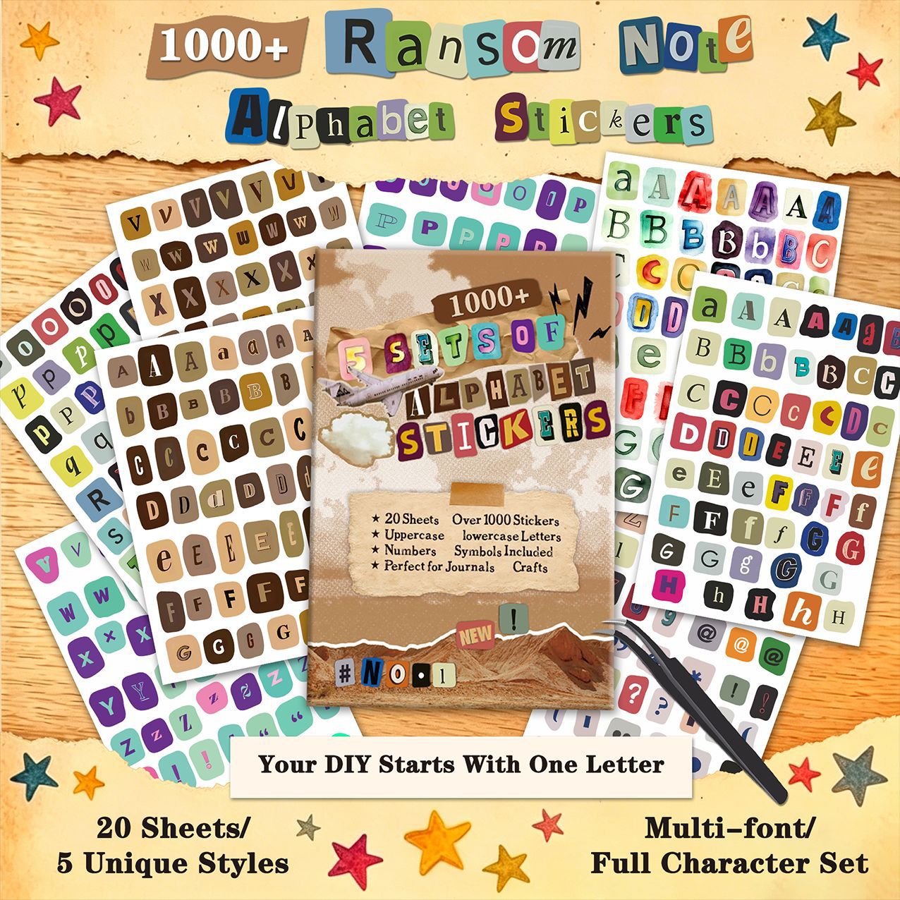 Set de stickers abecedario-20 planchas
