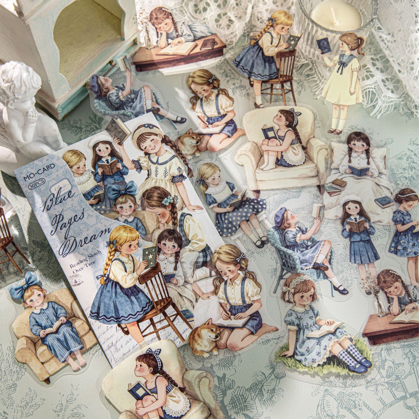 Stickers niñas lectoras-30 pzas