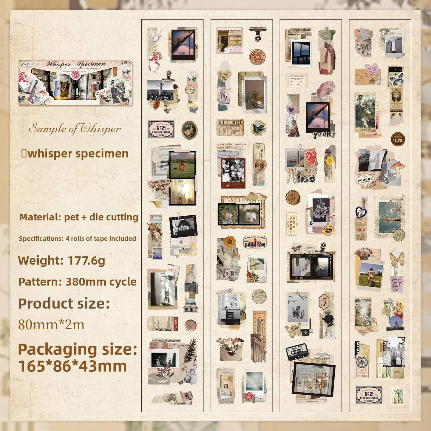 Juego de washitape recortes-4 rollos