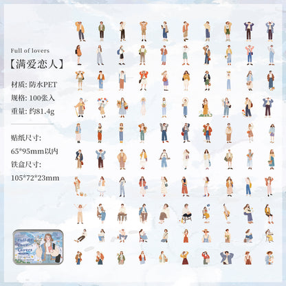 Latas de stickers muñecas y chicos-100 pzas