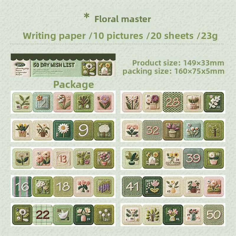 Stickers 50 days wish list-20 hojas