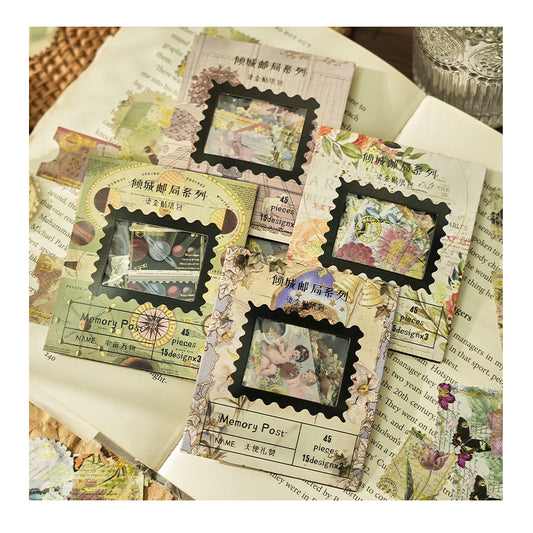 Stickers estampillas con foil dorado-45 pzas