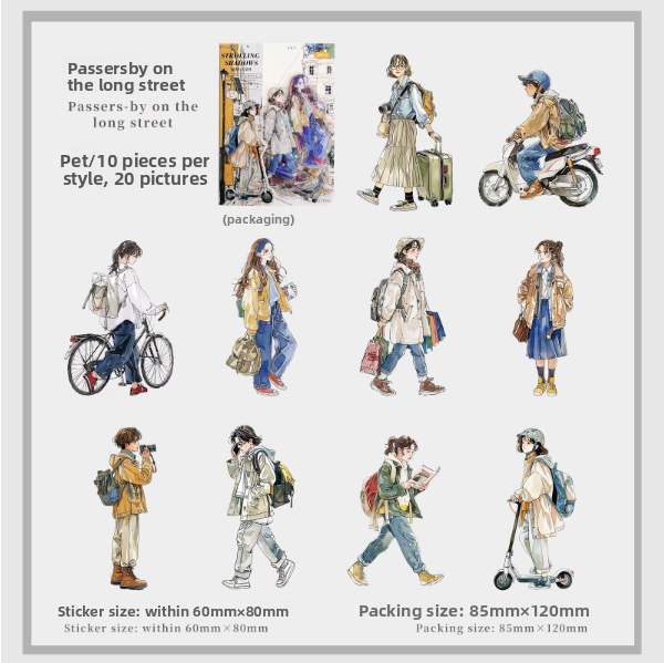 Stickers strolling shadows-20 pzas