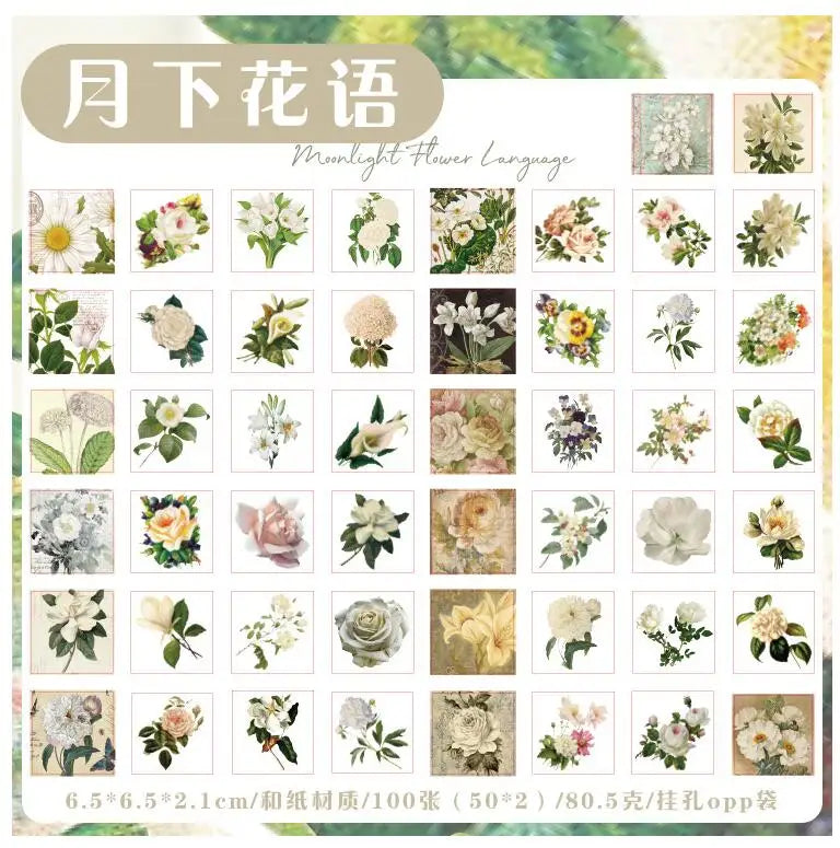 Mini librito cuadrado stickers rose flower-100 pzas