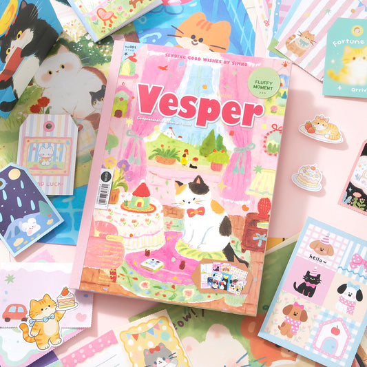 Libro Vesper fluffy moment (Stickers, cartulinas, sobres, papeles)-28 pzas