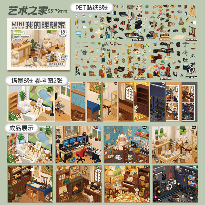 Stickers escenarios mini 2D-8 escenas