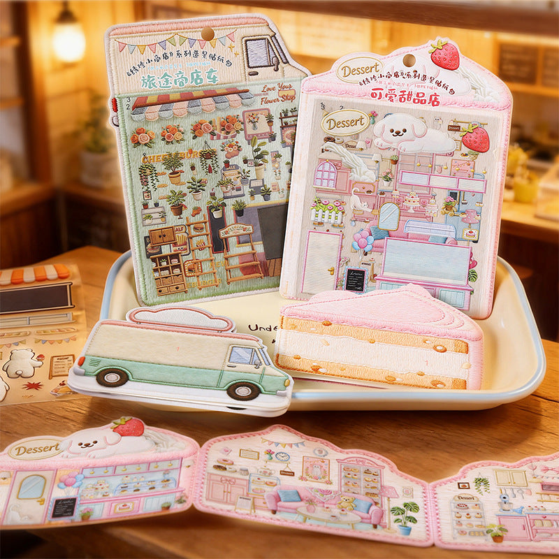 Stickers escenarios bordados vista triple
