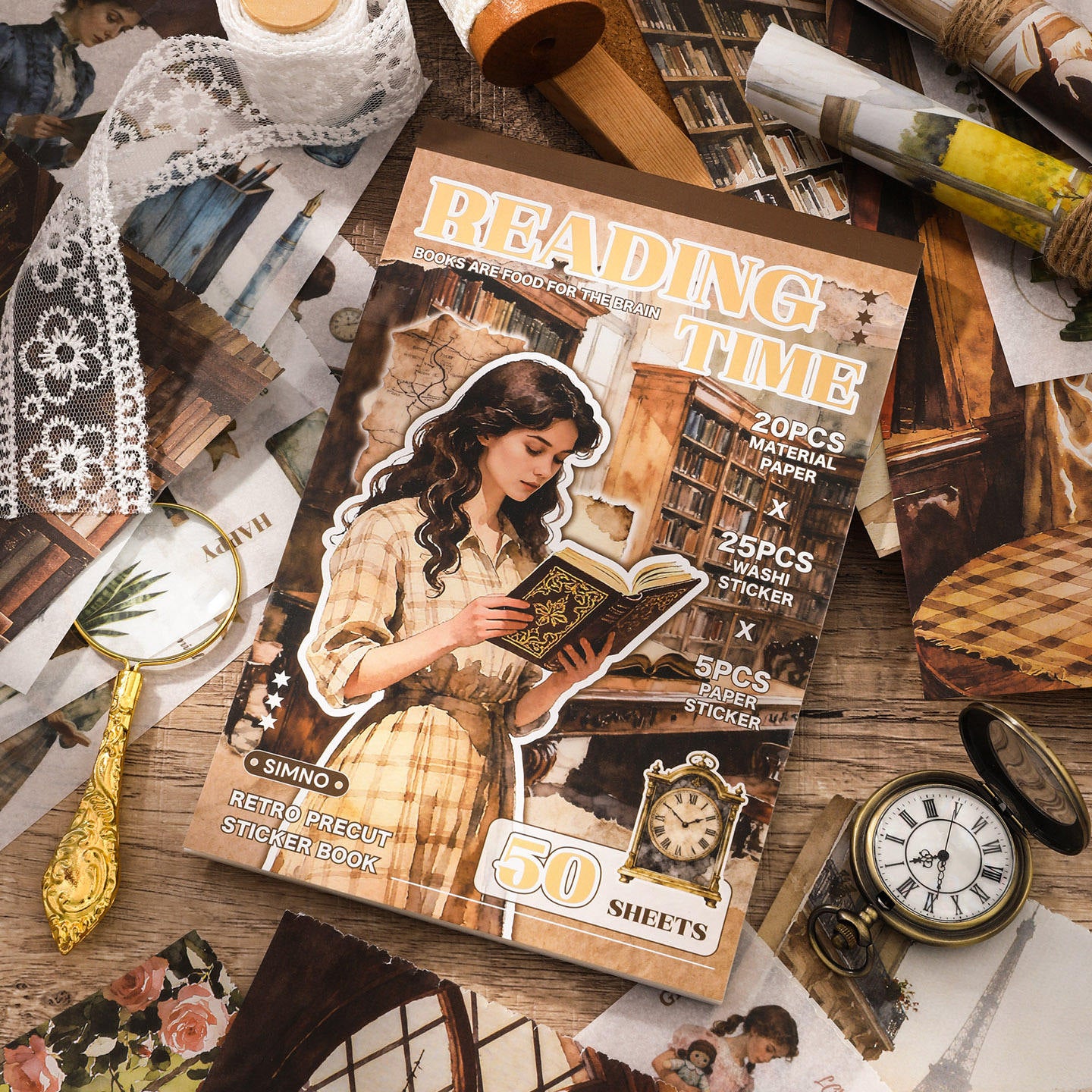 Block de stickers reading time-50 hojas