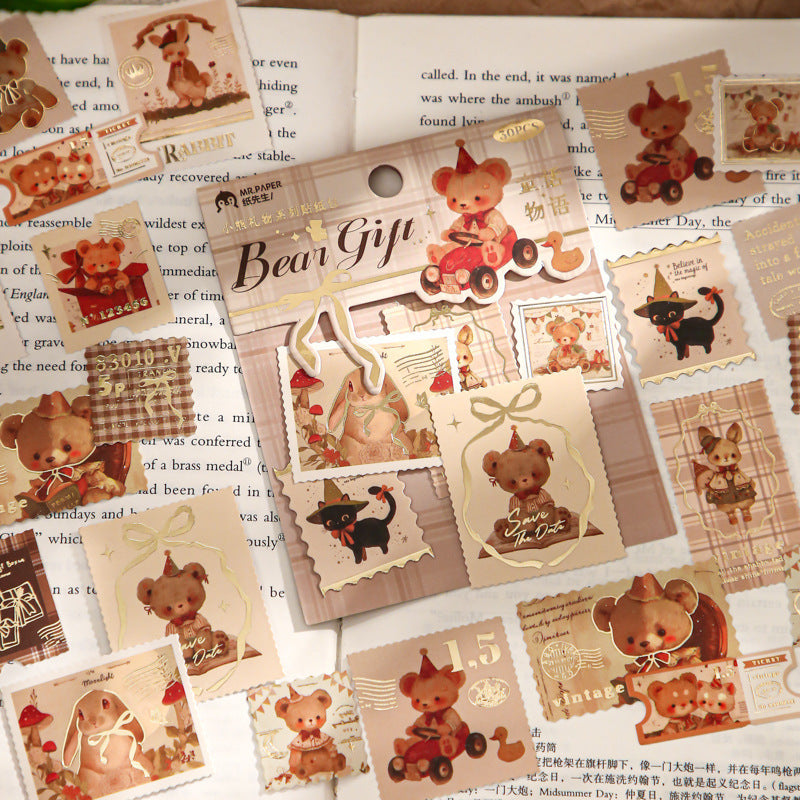 Stickers bear gift-15 pzas