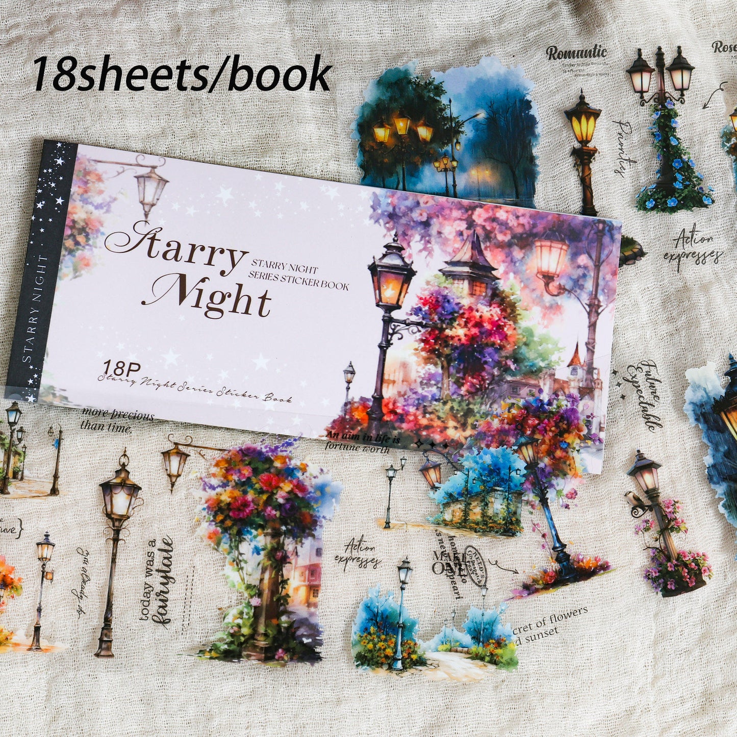 Block de stickers pet starry night-18 hojas