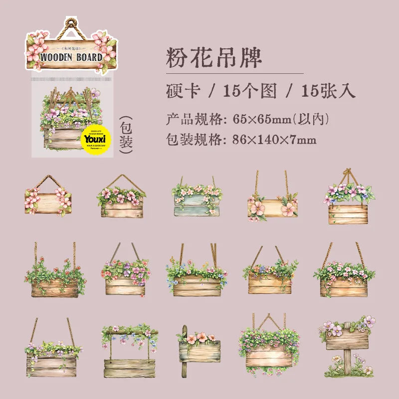 Stickers cartonaje wooden board-15 pzas