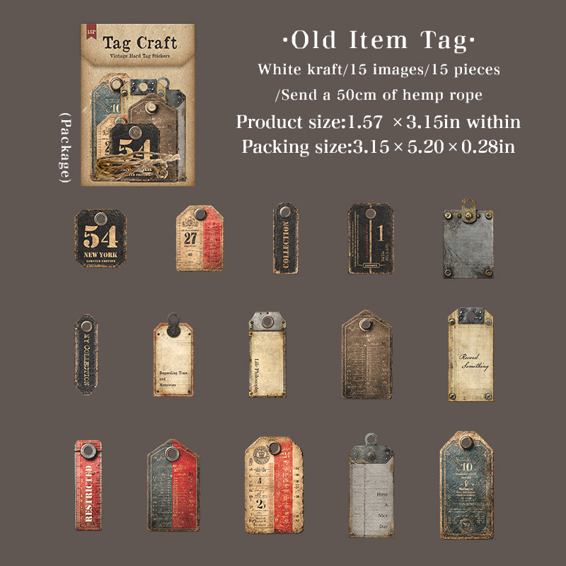 Stickers tag vintage-15 pzas