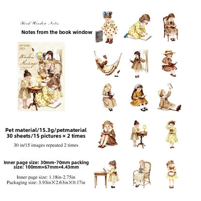 Stickers niñas lectoras-30 pzas