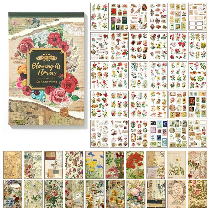 Block de stickers Blooming as flowers-50 hojas