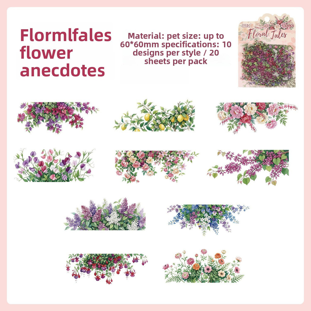 Stickers flores poetry in bloom-12 pzas