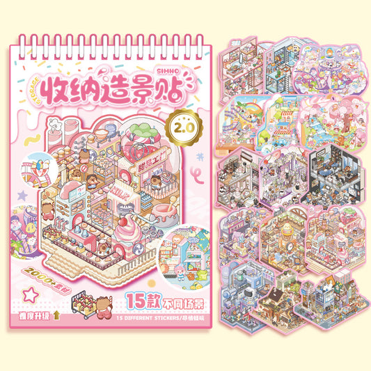 Libro rosa de 15 escenarios 3D tamaño A5