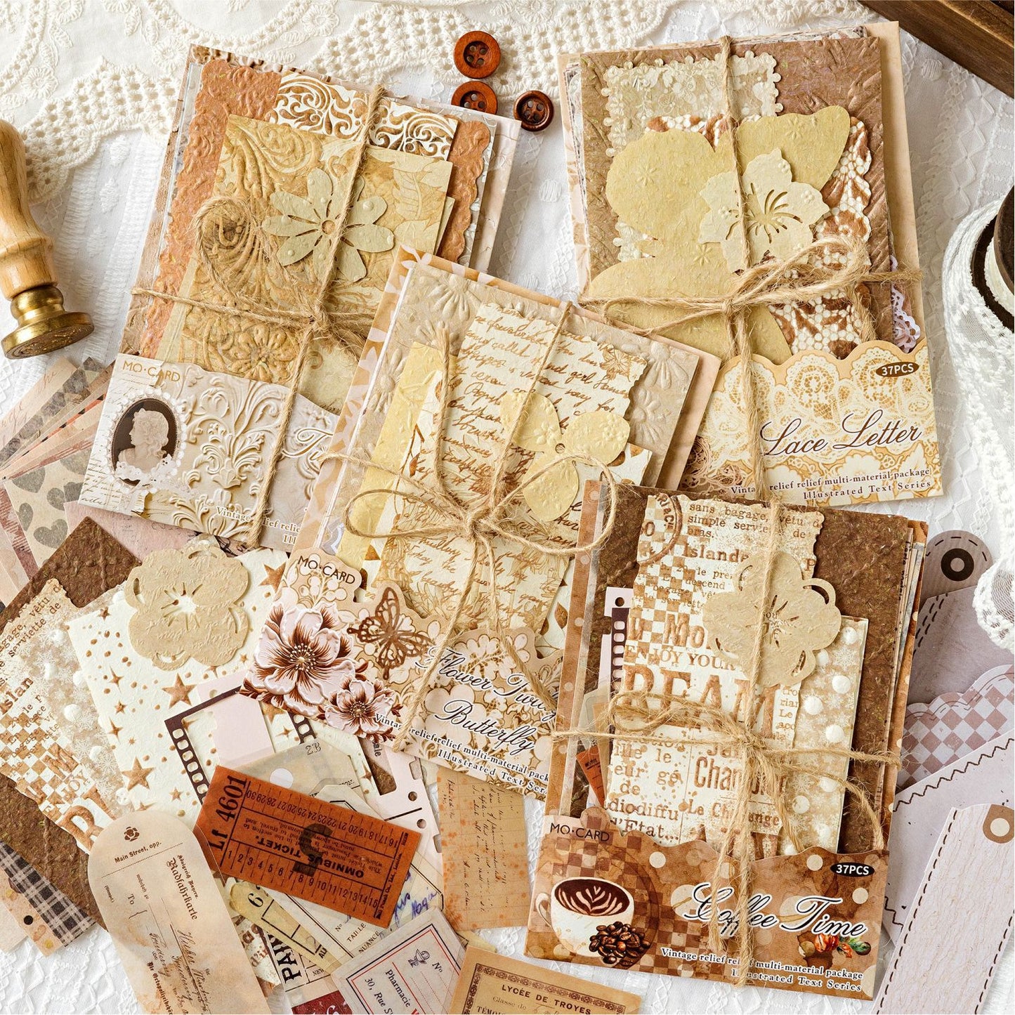 Set de papeleria vintage relief-37 pzas