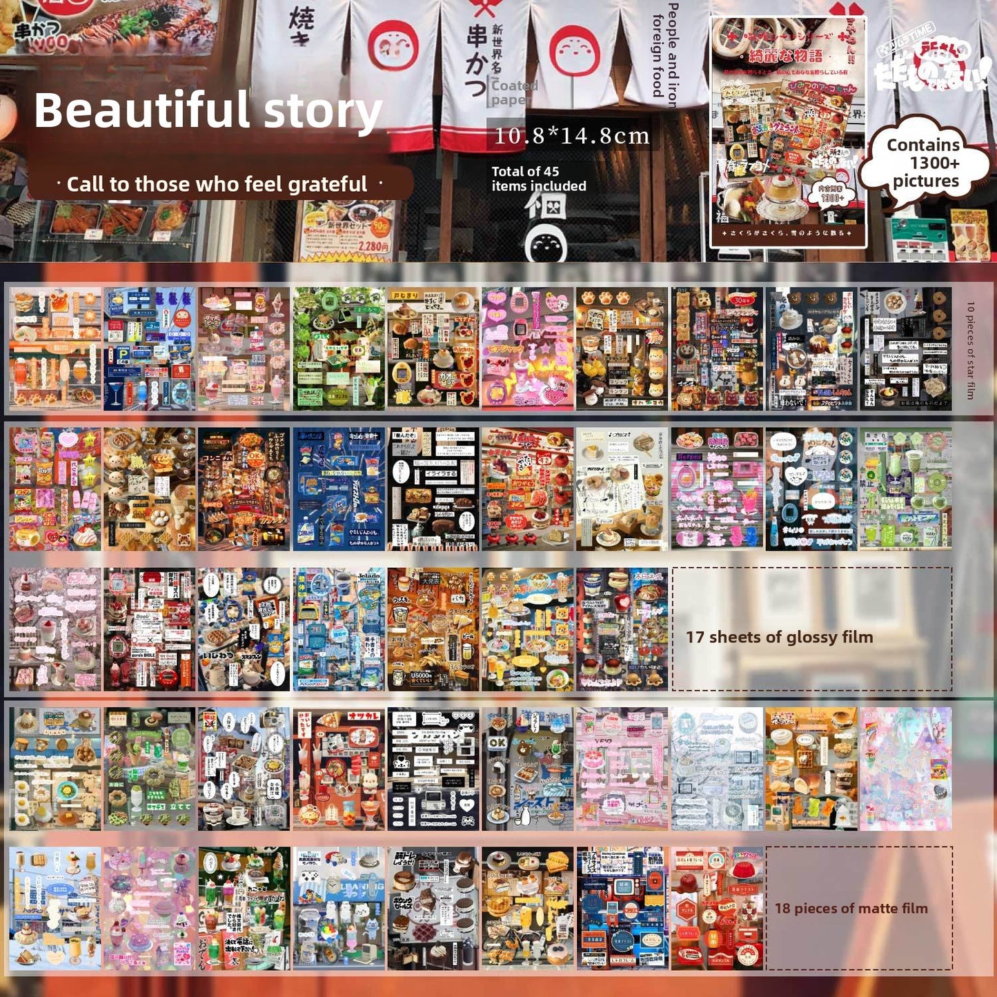 Libro de stickers estilo japoneses beautiful-45 hojas