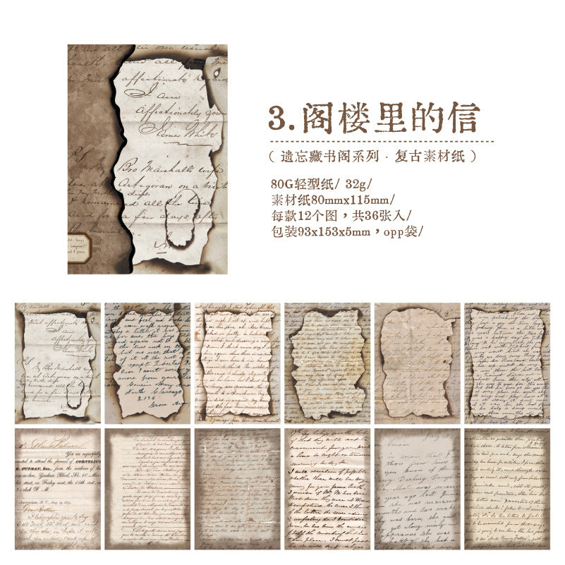 Papel vintage quemado-36 pzas