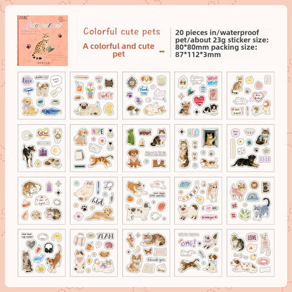 Mini librito de stickers cat dog-20 hojas