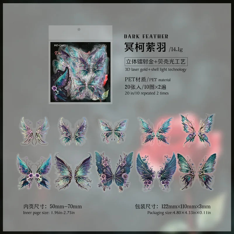 Stickers mariposas holograficas-20 pzas