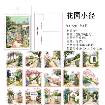Stickers small town flower-30 pzas