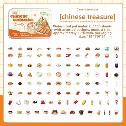 Latita de stickers comida-100 pzas