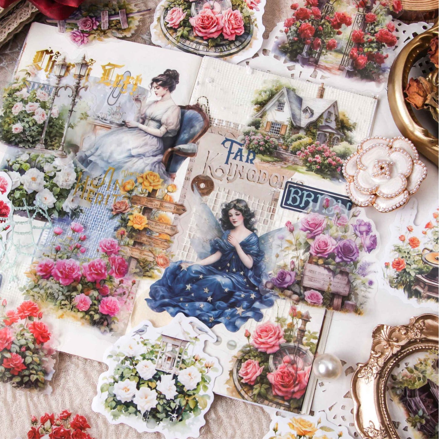 Stickers florales rose manor-20 pzas