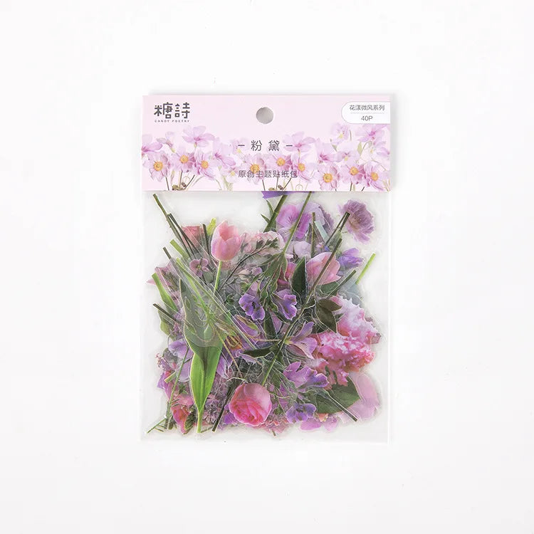 Stickers flores transparentes-40 pzas