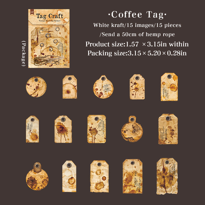 Stickers tag vintage-15 pzas