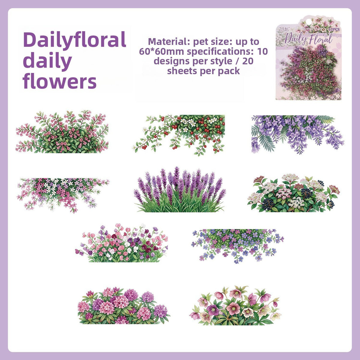 Stickers flores poetry in bloom-12 pzas