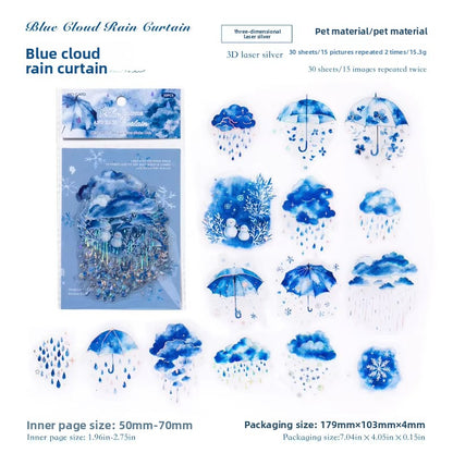 Stickers blue holograficos-30 pzas