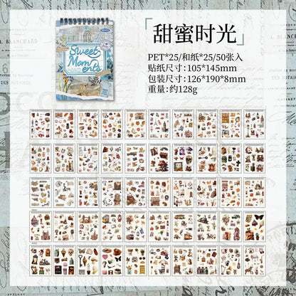 Block de stickers pet+washi-50 hojas