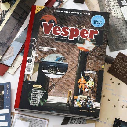 Libro Vesper nostalgic moment (Stickers, cartulinas, sobres, papeles)-28 pzas