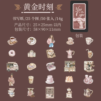 Mini latitas de stickers coffee-50 pzas