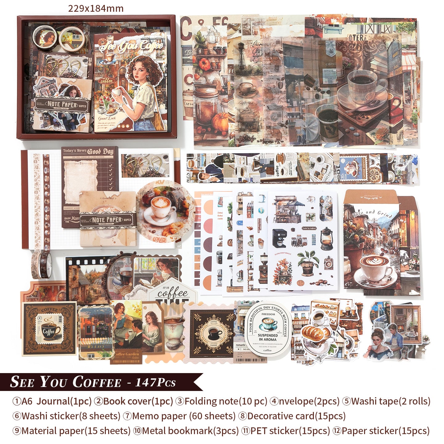 Set de papeleria Coffee-147 pzas