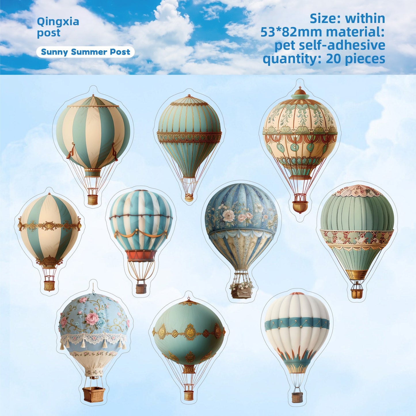 Stickers globo aerostático-20 pzas