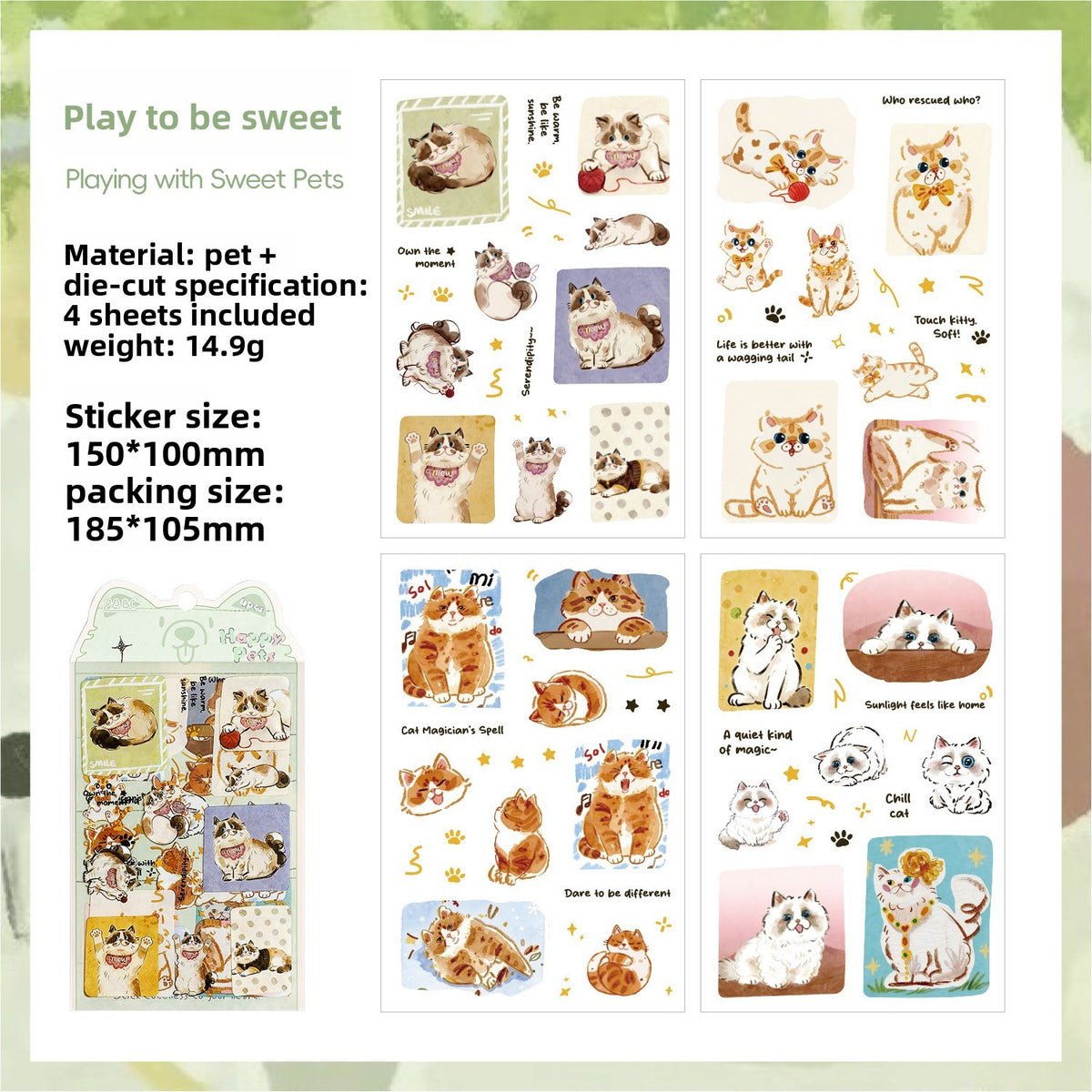 Stickers happy pets-4 pzas