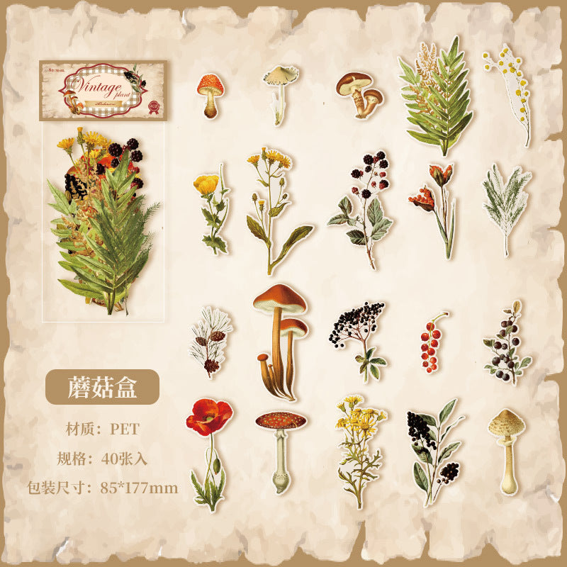 Stickers vintage plant-40 pzas