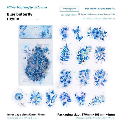 Stickers blue holograficos-30 pzas