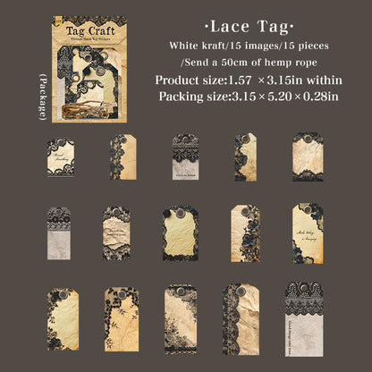 Stickers tag vintage-15 pzas