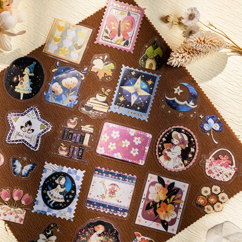 Stickers estampillas fantasy diary-25 pzas