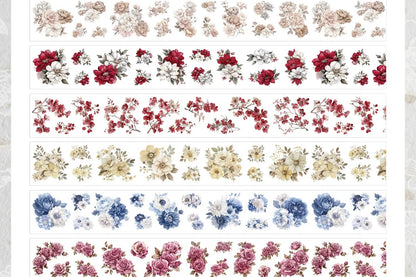 Juego de washitape Die cut flores troqueladas-6 pzas