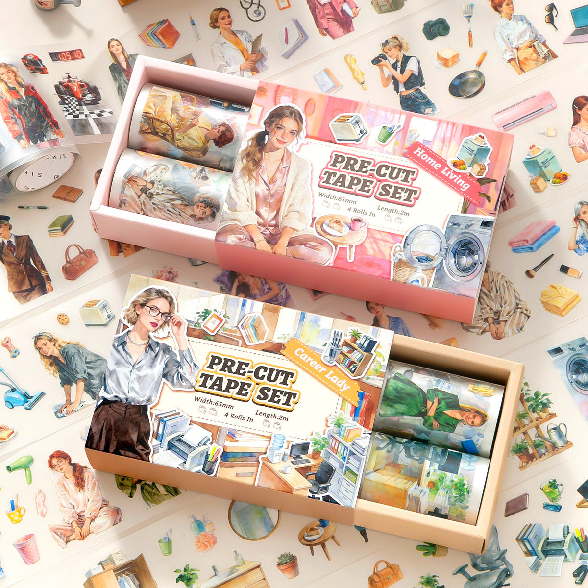 Set de washi pre-cut home y oficina-4 pzas