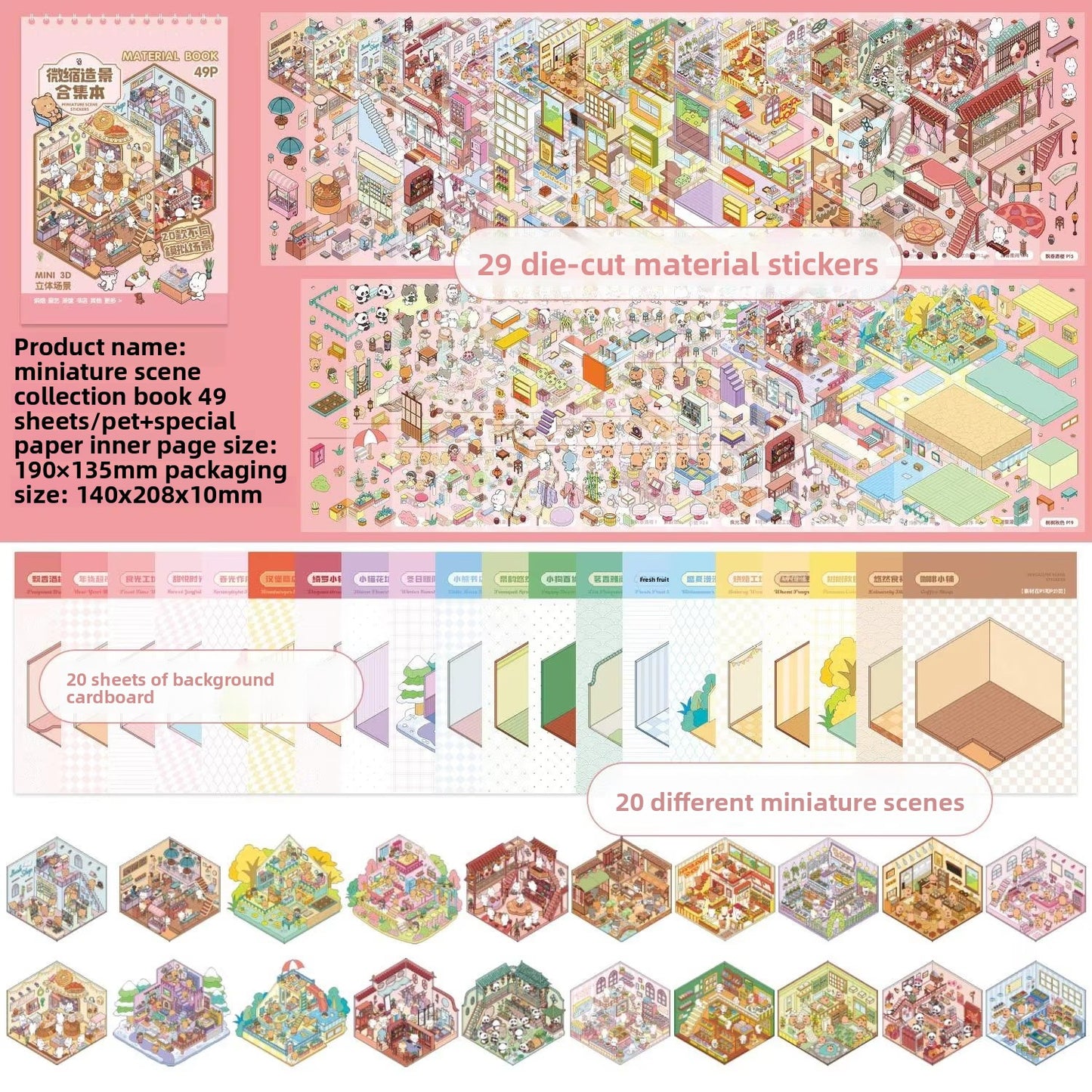 Libro rosa de 20 escenarios 3D A5