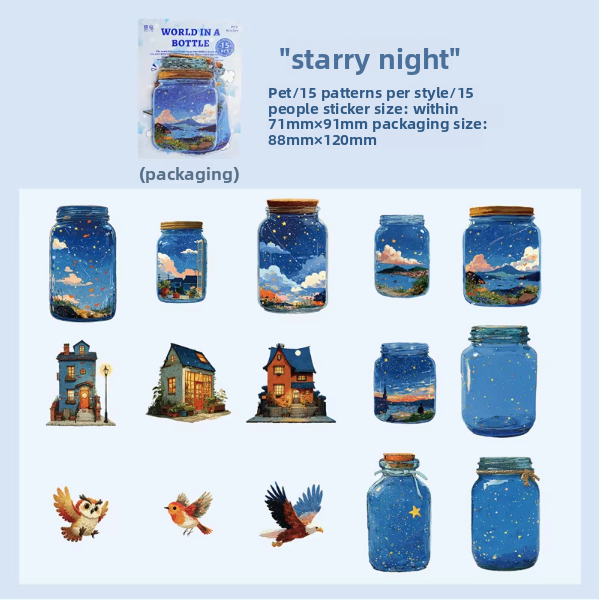 Stickers botellas coloridas-15 pzas
