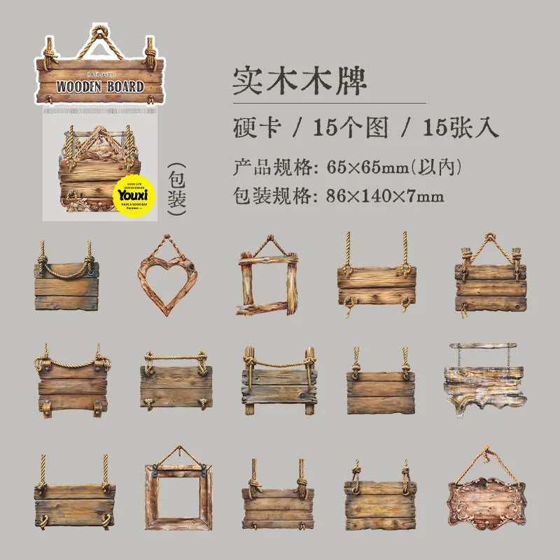 Stickers cartonaje wooden board-15 pzas
