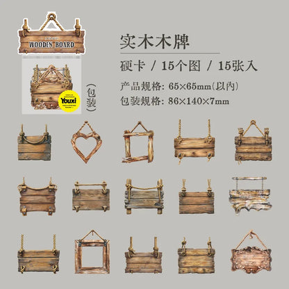 Stickers cartonaje wooden board-15 pzas