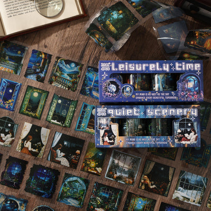 Juego de washitape night troquelados-4 pzas