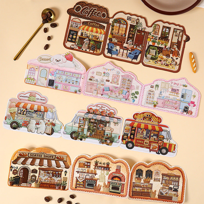 Stickers escenarios bordados vista triple